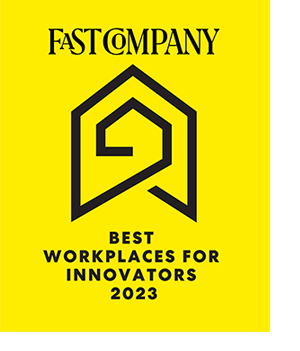 2023 Fast Company Best Workplaces For Innovators badge on yellow background